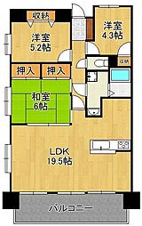 クラブハウス企救丘 3LDKの間取図画像