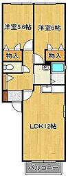 メゾン・エムロードF 2LDKの間取図画像