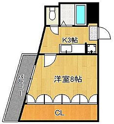 朝日プラザ小倉南 1Kの間取図画像