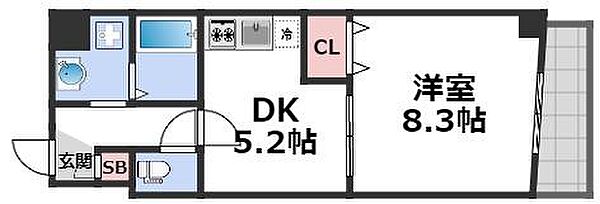 オズレジデンス花園 ｜大阪府大阪市西成区旭1丁目(賃貸マンション1DK・2階・32.32㎡)の写真 その2