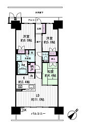 大阪ベイレジデンス 11階3LDKの間取り