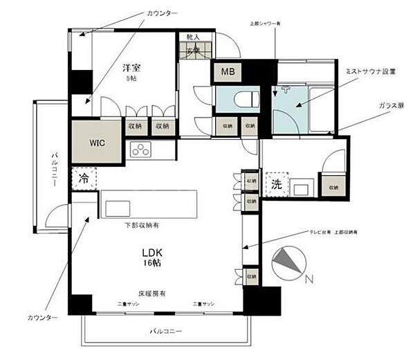 クレッセント中目黒 ｜東京都目黒区中目黒4丁目(賃貸マンション1LDK・8階・56.02㎡)の写真 その2