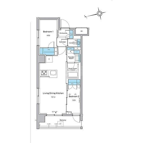 ルフォンプログレ品川戸越 ｜東京都品川区戸越1丁目(賃貸マンション2LDK・5階・43.84㎡)の写真 その2