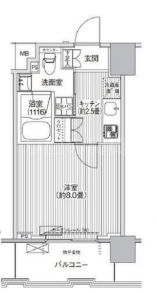 コスモグランス南品川 ｜東京都品川区南品川5丁目(賃貸マンション1K・4階・25.53㎡)の写真 その2