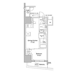 ザ・パークハビオ大森町 6階1DKの間取り