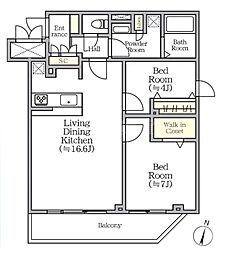 CREALpremier西馬込 1階2LDKの間取り