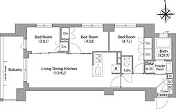 コンフォリア・リヴ大森西 2階3LDKの間取り