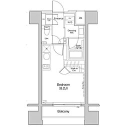ザ・パークハビオ荏原中延プレイス 9階ワンルームの間取り