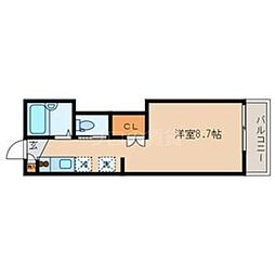 フレンドリーWEST 1階ワンルームの間取り