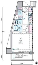 ジェノヴィア蒲田IIIスカイガーデン 5階1Kの間取り