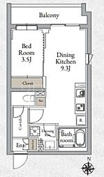 Live Casa千鳥町 1DKの間取図画像