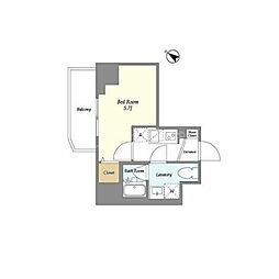 プライマル戸越銀座 1Kの間取図画像