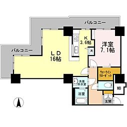 品川シーサイドビュータワー1 1LDKの間取図画像
