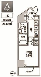 レジディア中延2 1Kの間取図画像