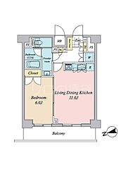 プライマル大森 1LDKの間取図画像