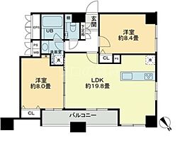 クロスレジデンス蒲田 2LDKの間取図画像