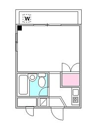 シュロス向日葵 ワンルームの間取図画像