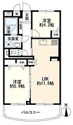 グリーンハイツ小田中 2LDKの間取図画像