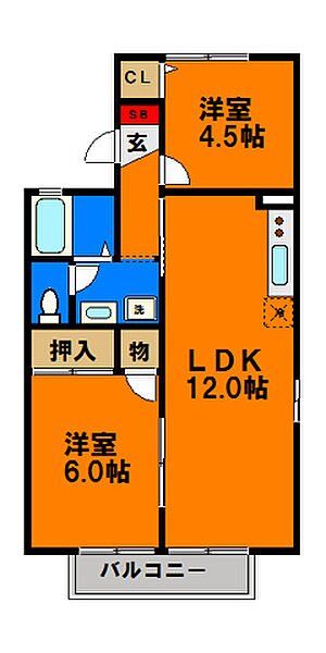 エバーグリーンII 105｜千葉県千葉市若葉区若松町(賃貸アパート2LDK・1階・50.34㎡)の写真 その3