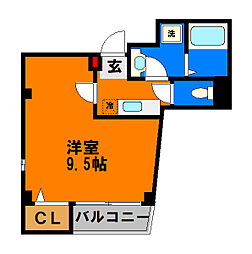 second coral千葉中央 2階1Kの間取り