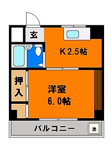 間取り：家賃3万円台の1Kタイプ！