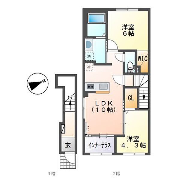 佐賀県唐津市長谷(賃貸アパート2LDK・2階・53.90㎡)の写真 その2