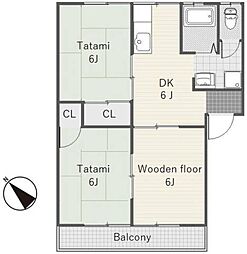ヴェールヴァン　II 1階3DKの間取り