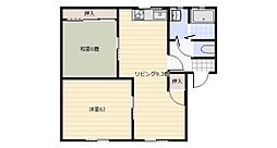 グリーンガーデンB 1階2LDKの間取り