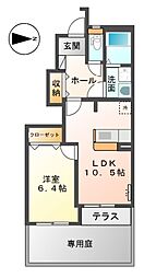 サザンハイムK 1LDKの間取図画像