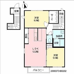 松濤B 2LDKの間取図画像