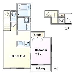 メゾン・ド・ボンペール 1LDKの間取図画像