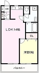 JR南武線 武蔵中原駅 徒歩14分の賃貸マンション 3階1LDKの間取り