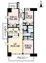 UR都市機構コンフォール東朝霞6号棟 3LDKの間取図画像
