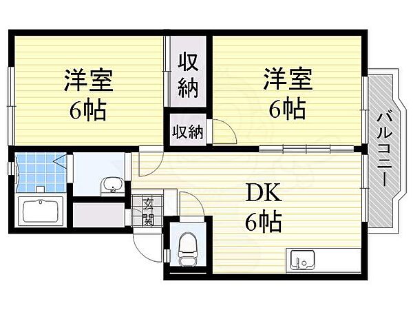 フローラ上野東 ｜大阪府豊中市上野東３丁目(賃貸アパート2DK・2階・44.29㎡)の写真 その2