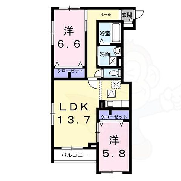 大阪府茨木市西豊川町(賃貸アパート2LDK・3階・63.49㎡)の写真 その2