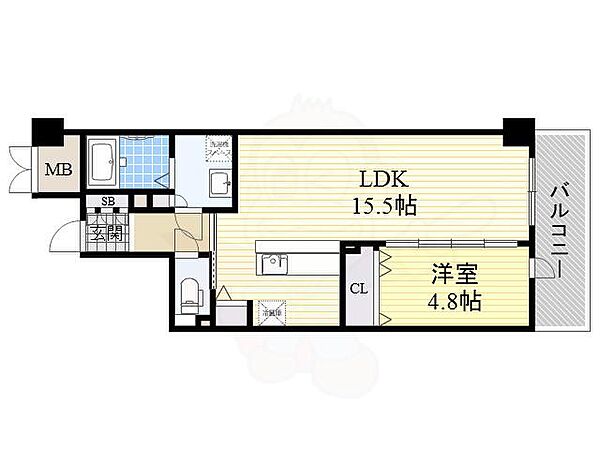 グリシーヌ ｜大阪府豊中市小曽根１丁目(賃貸マンション1LDK・3階・48.18㎡)の写真 その2