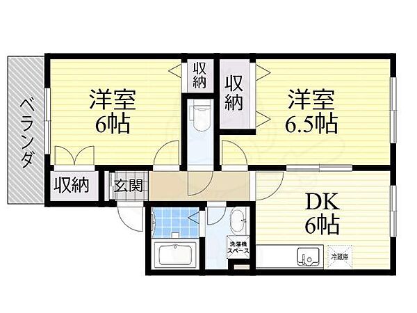 ファミーユ辰巳D棟 ｜大阪府豊中市原田元町１丁目(賃貸アパート2DK・2階・44.72㎡)の写真 その2