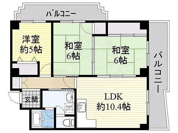 大阪府吹田市南金田２丁目(賃貸マンション3LDK・2階・65.02㎡)の写真 その2