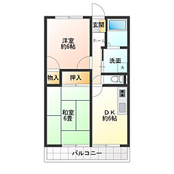 サープラスシエル 2DKの間取図画像
