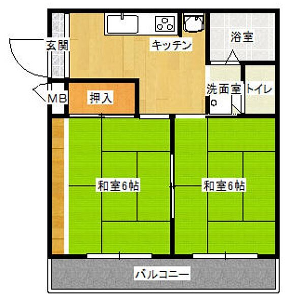 兵庫県神戸市須磨区須磨本町2丁目(賃貸マンション2K・2階・35.00㎡)の写真 その2