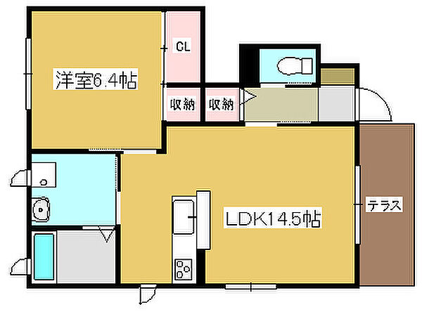 兵庫県加東市下滝野2丁目(賃貸アパート1LDK・1階・47.08㎡)の写真 その2