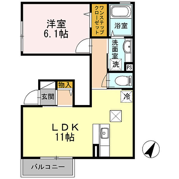 兵庫県三木市緑が丘町西4丁目(賃貸アパート1LDK・1階・41.63㎡)の写真 その2