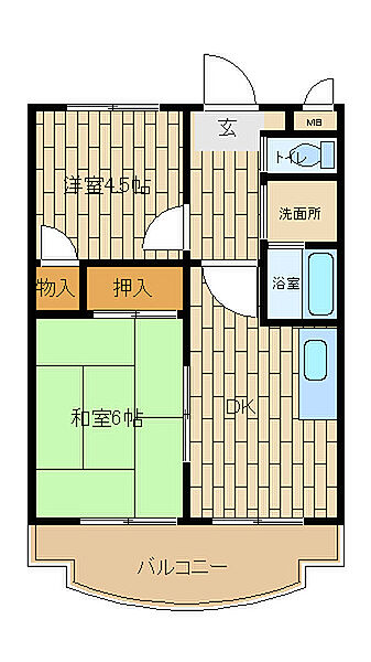 兵庫県加古川市加古川町粟津(賃貸マンション2DK・1階・35.00㎡)の写真 その2