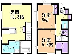 一棟二戸（10−） 1階2LDKの間取り