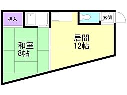 旭ハイツA 1LDKの間取図画像