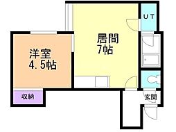 スタジオ22 1DKの間取図画像