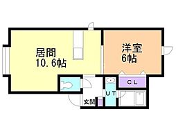 カーサノルテ琴似 1LDKの間取図画像