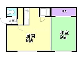 コーポ豊B 1LDKの間取図画像