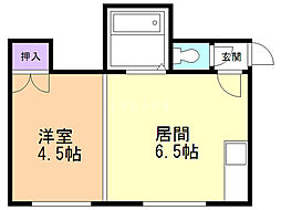 グランドール八軒B 1DKの間取図画像