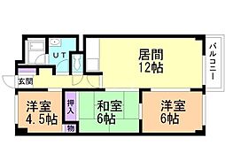 リバーハイム昇栄 3LDKの間取図画像